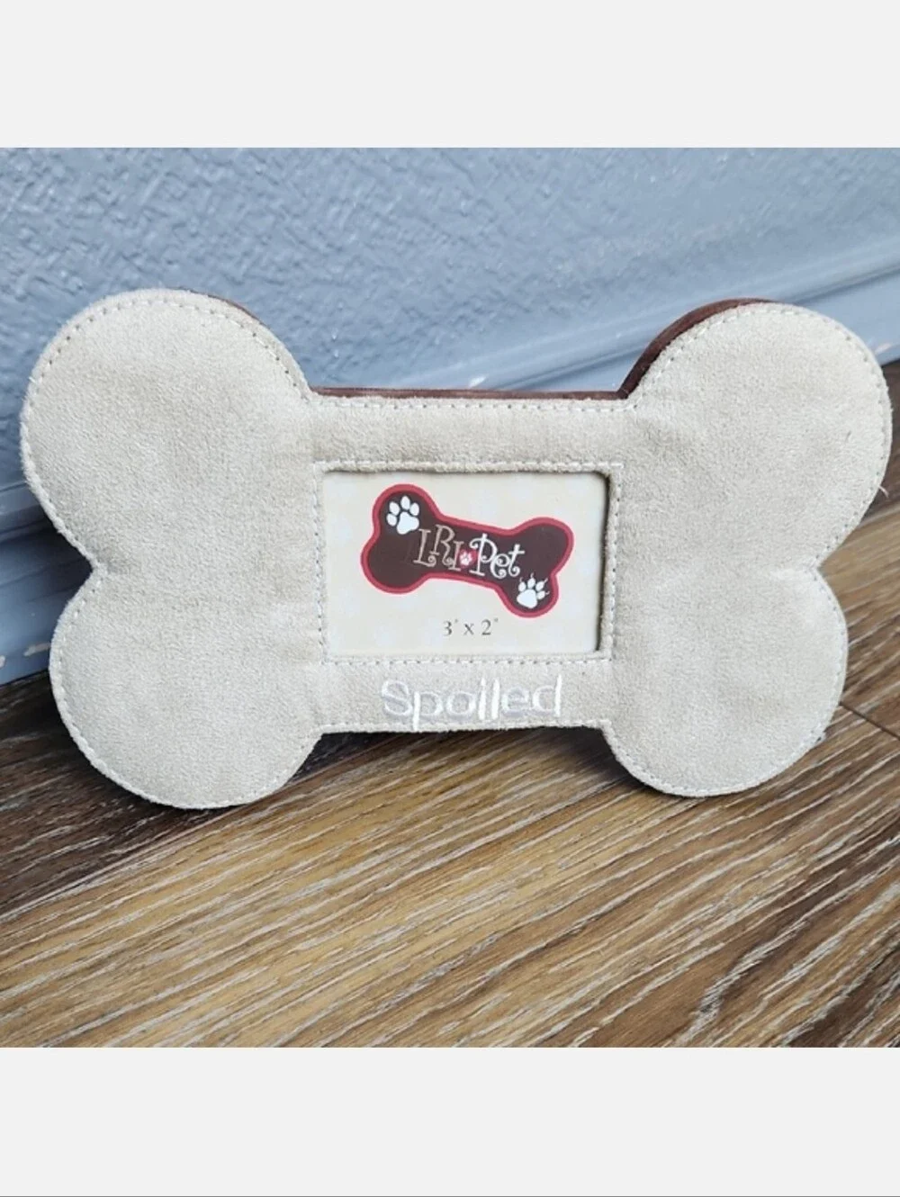 NWOT Spoiled Dog Bone Photo Frame Tan Brown Soft